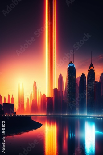 city skyline at dusk (ID: 584381701)