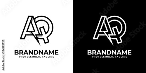 Letter AQ Thunderbolt Logo, suitable for any business with AQ or QA initials.