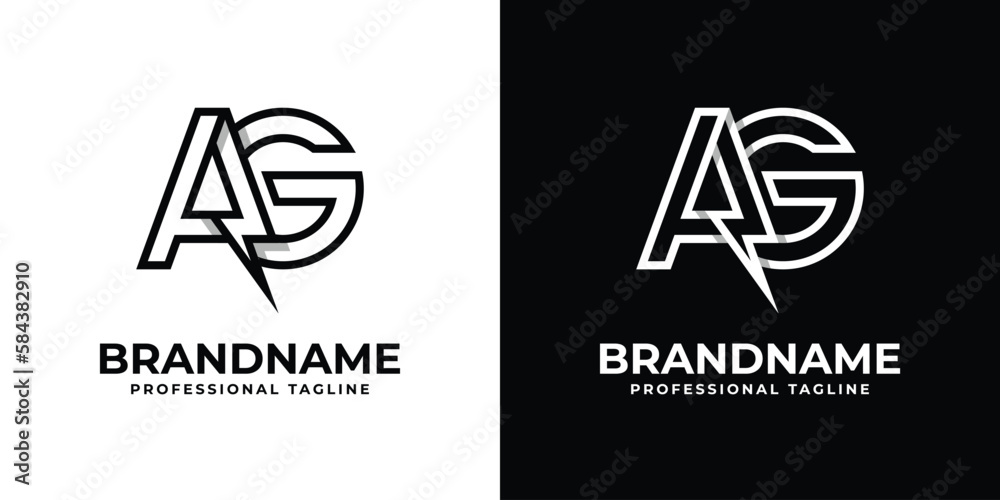 Letter AG Thunderbolt Logo, suitable for any business with AG or GA initials. - obrazy, fototapety, plakaty 