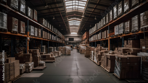 warehouse full of boxes, generative ai