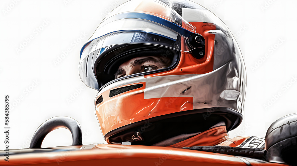 Fototapeta premium formula one driver with formula one cars isolated white background generative ai