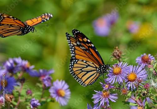 Closeup shot of Monarch butterflies