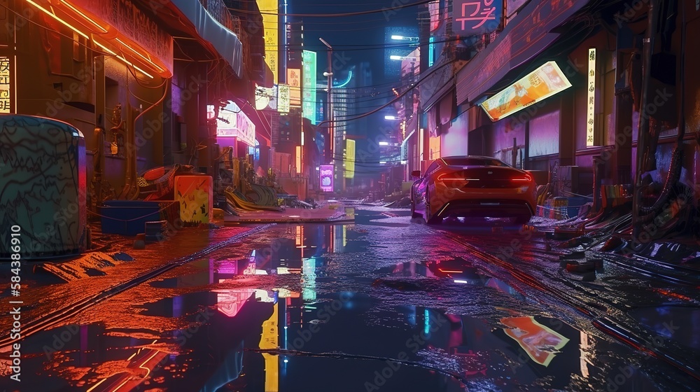 Vibrant Cyberpunk Street Live Wallpaper - free download