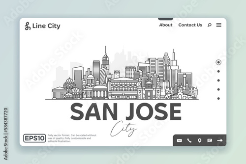 San Jose, Costa Rica architecture line skyline illustration. Linear vector cityscape with famous landmarks, city sights, design icons. Landscape with editable strokes.