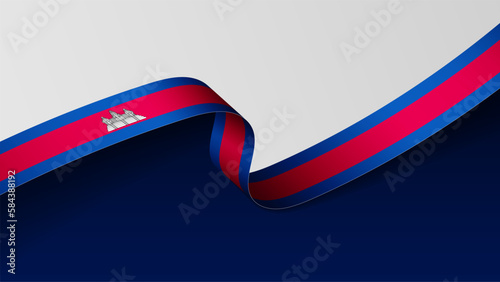 Cambodia ribbon flag background.
