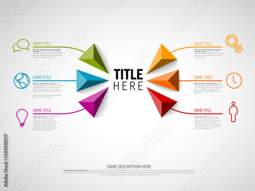 Vector Infographic schema template with centre element and big arrows