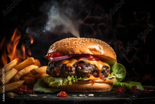 hamburger on a table