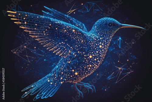 Abstract image of a colibri in the form of a star, generative ai