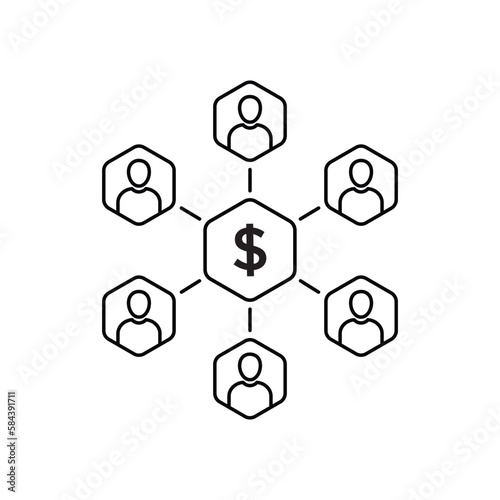 thin line business teamwork or group of investors. outline trend modern sponsor logotype graphic rich people design web element isolated on white. concept of financial income or capital conference