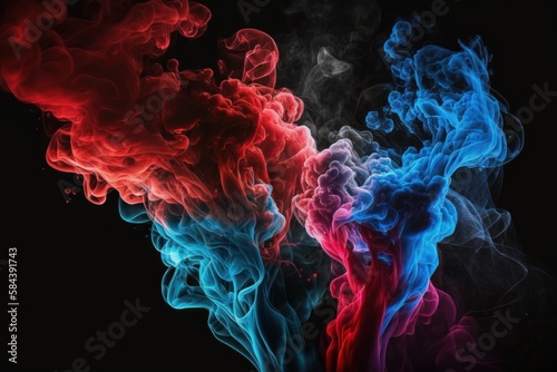 abstract background of red and blue smoke, generative ai 