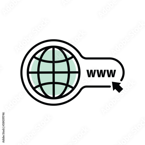 visit to website like thin line www site icon. flat linear trend modern simple logotype graphic stroke design web elemenet isolated on white. concept of easy search link in net and webpage navigation