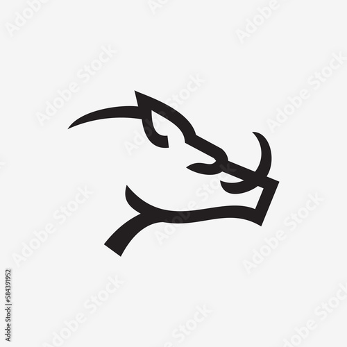 simple hog line icon logo vector design, modern animal logo pictogram design . warthog boar logo vector icon line art outline illustration download