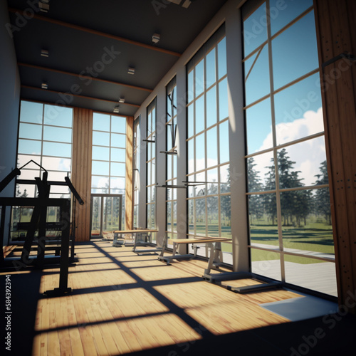 interior of gym in morning
