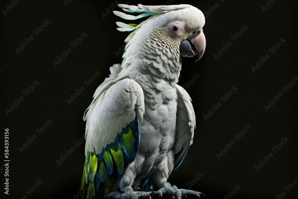 Obraz premium Close up photo of a white parrot, generative ai
