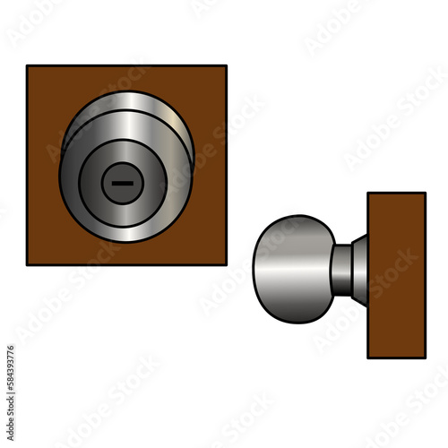 Illustration of the front and side of the doorknob