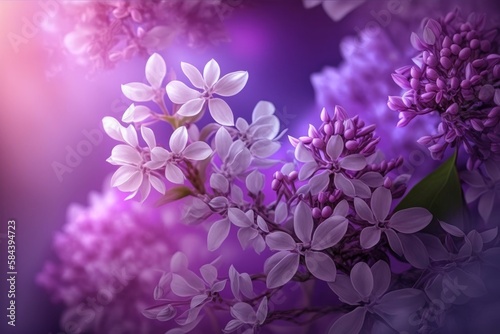 Beautiful purple background from lilac flowers close-up. Spring flowers of lilac. Generative ai