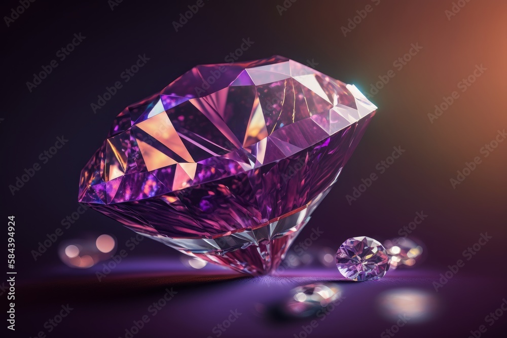 macro photography of diamond on purple background, generative ai macro photography of diamond on purple background, generative ai