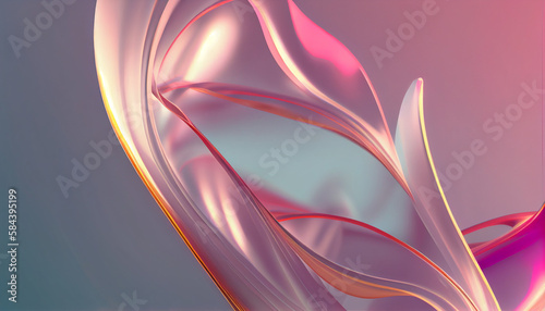 Minimal pink transparent multicoloured Perspex smooth curve layers floating , aesthetic background, A.I Generated, Illustration