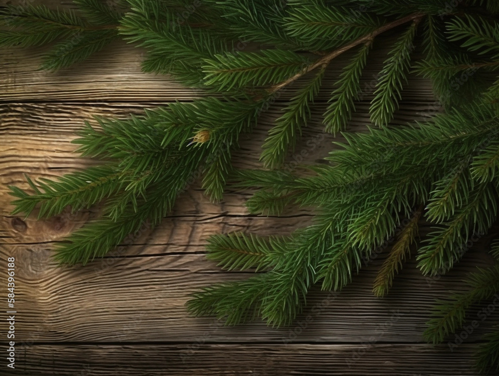 Spruce on wooden background, generative ai Spruce on wooden background, generative ai