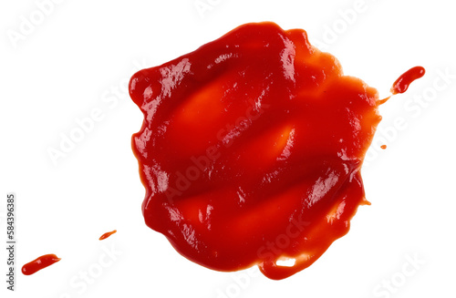 Wet stain of red tomato ketchup isolated photo
