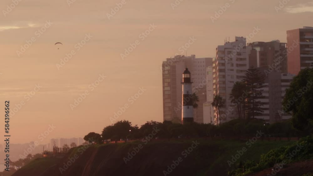 Video of the lighthouse in the green coast of Peru at sunset (Pacific Ocean). Landscape concept. Video of the lighthouse in the green coast of Peru at sunset (Pacific Ocean). Landscape concept.