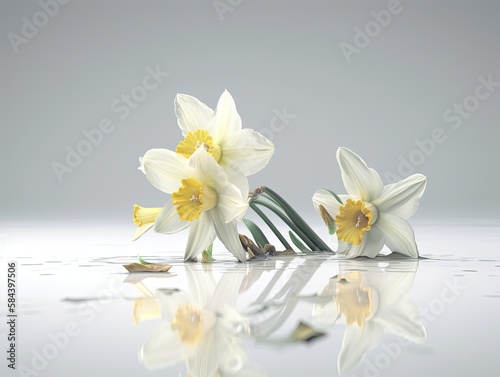 White daffodil on a light background