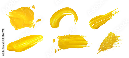 Collection of yellow American mustard stains