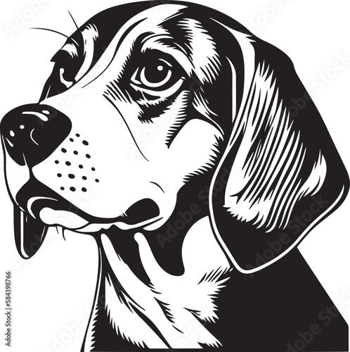 Beagle face isolated on a white background, SVG, Vector, Illustration.	