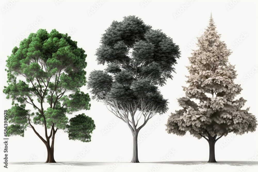 3d rendering of a group of trees isolated on a white background 3d rendering of a group of trees isolated on a white background