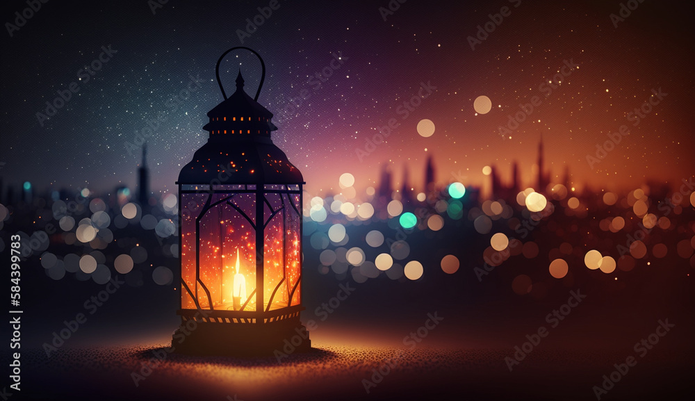 lantern in the night with behind of city lights lantern in the night with behind of city lights