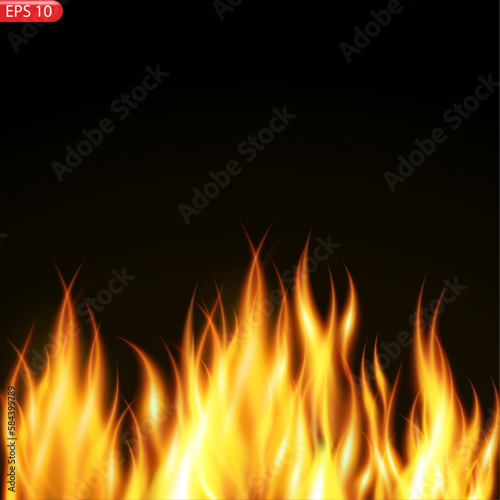 Translucent fire flames and sparks with horizontal repetition on transparent background. For used on dark illustrations. Transparency only in vector format © Максим Славов