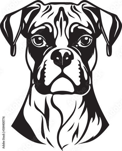 Boxer dog face isolated on a white background, SVG, Vector, Illustration.	
