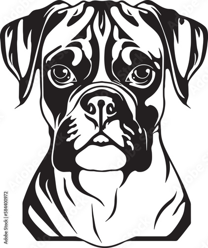 Boxer dog face isolated on a white background, SVG, Vector, Illustration.	