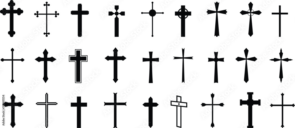 Set of Christian cross vector icons religious jesus symbol Stock Vector ...
