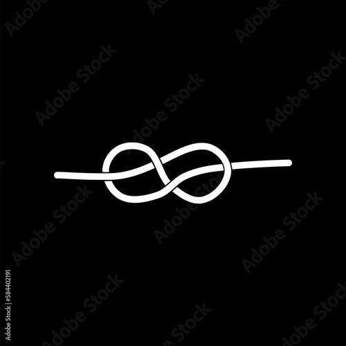 Rope knot line icon  isolated on black 