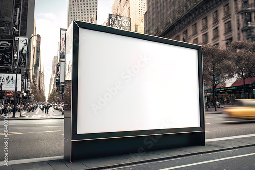 AI generated Blank billboard on the street, Local outdoor advertising mockup