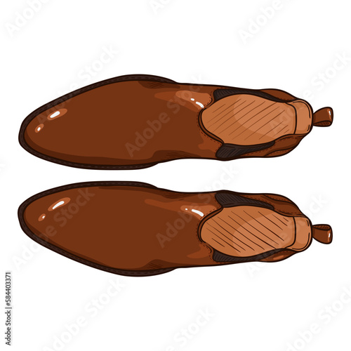 Vector Brown Leather Shoes. Classic Chelsea Boots.