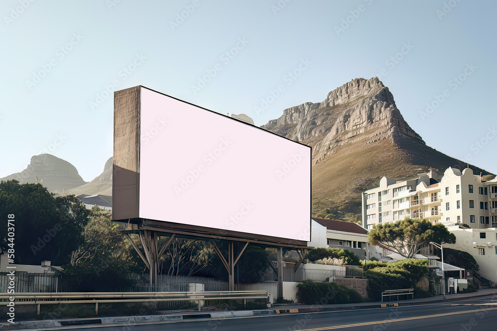 Fototapeta premium AI generated Blank billboard on the street, Local outdoor advertising mockup