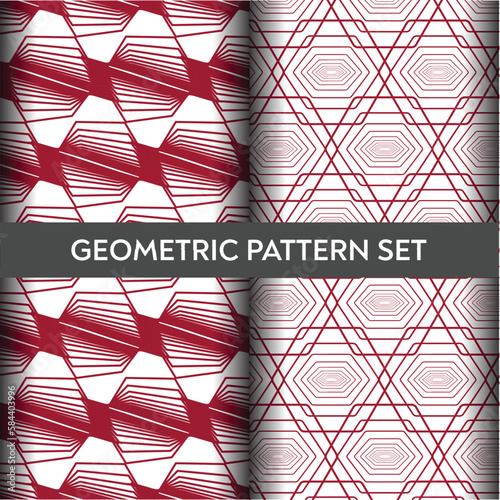 Floral pattern with geometric line art, linear flat decorative pattern template