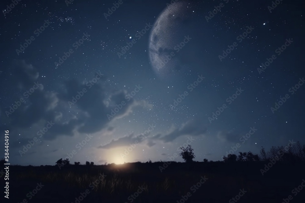 Night sky with stars and moon background Night sky with stars and moon background