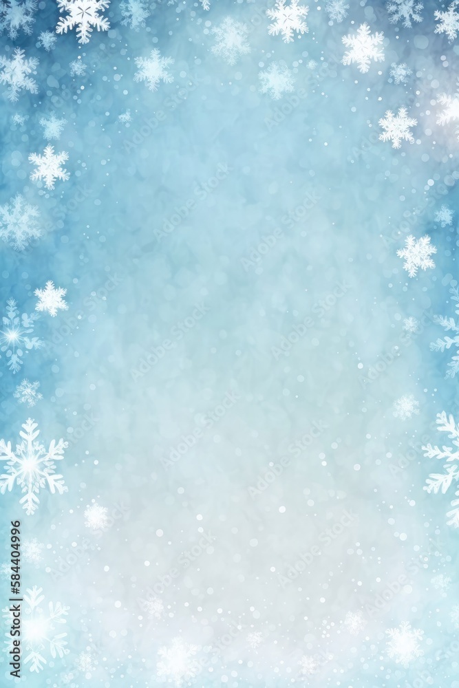 Dusty Blue Background Silhouettes Snowflakes Vertical Mobile Postcard. Generative AI