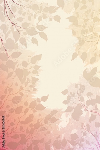 Beige Pink Light Pink Background Silhouettes Leafy BranchesVertical Mobile Postcard. Generative AI