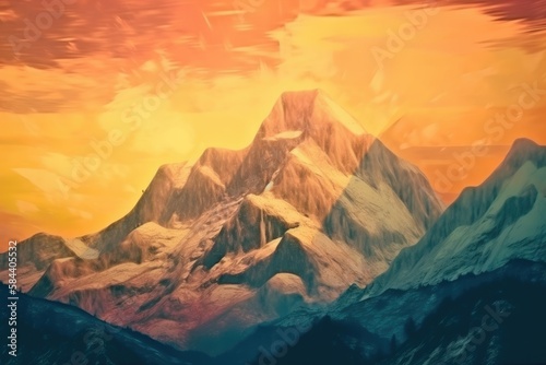 Wallpaper Mural Sunset and Rocky Mountains Generative AI Torontodigital.ca