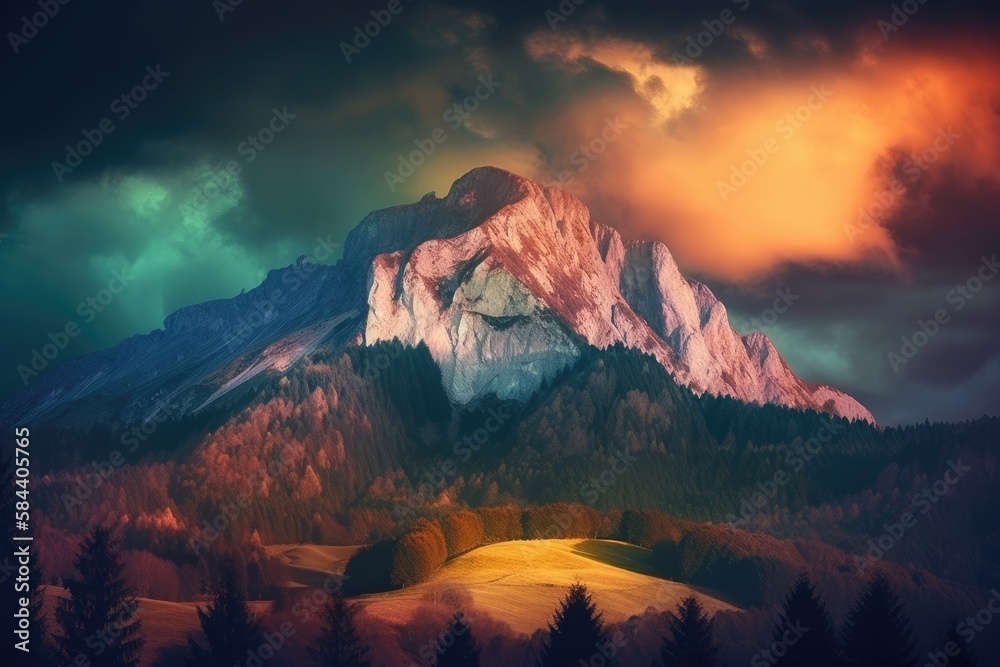 Sunset and Rocky Mountains Generative AI