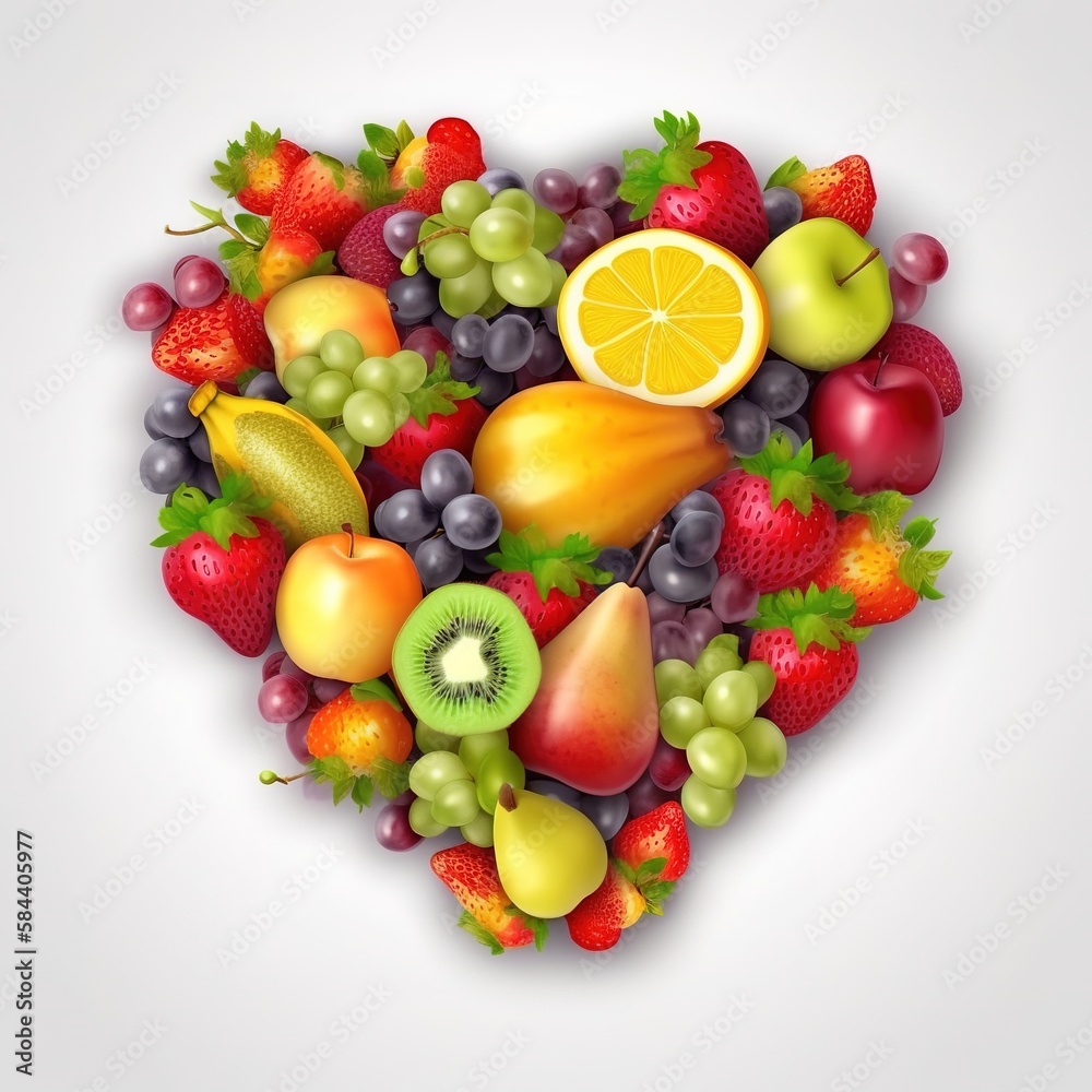 heart shaped fruits and vegetables, generative ai heart shaped fruits and vegetables, generative ai