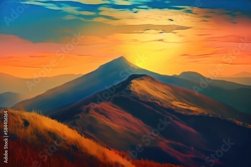 Sunset and Rocky Mountains Generative AI