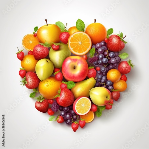 heart shaped fruits and vegetables  generative ai
