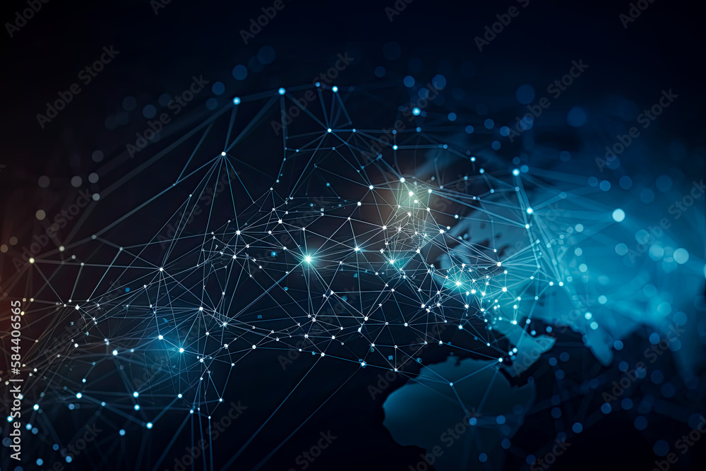 custom made wallpaper toronto digitalGlobal network background. - Generative Ai. -communication, technology, connectivity, internet, digital, world, planet, earth, map, geography, information, data.