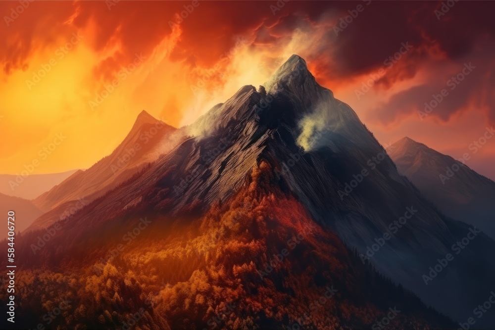 Sunset and Rocky Mountains Generative AI Sunset and Rocky Mountains Generative AI