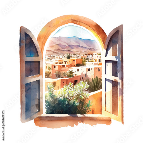 View from the window of the picturesque landscape in Morocco Africa